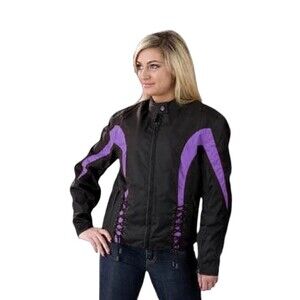 NEXGEN‎ MotorcycleJacket Womens XL BlackPurple Corset Full Zip NylonLined Riding